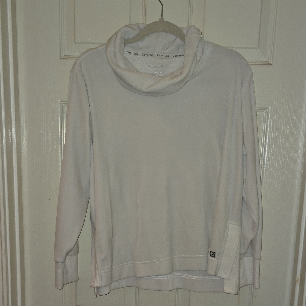Calvin Klein Women's Cream Cowl‎ Neck Fleece Top